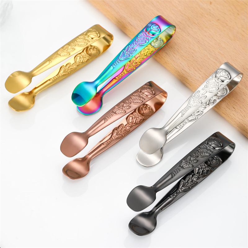 New Design Mini Ice Tongs - Rose Pattern - 304 Stainless Steel