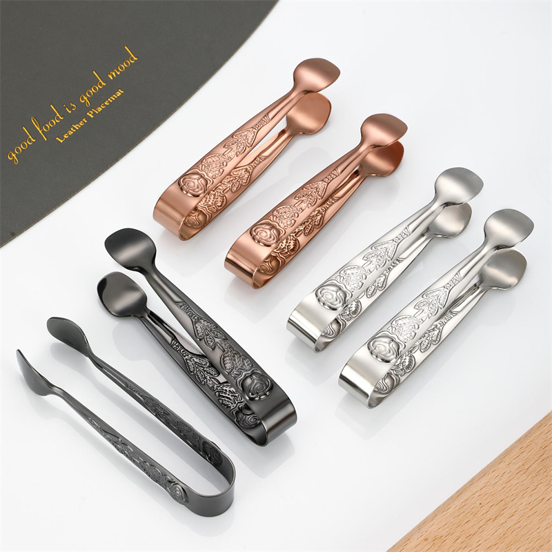 New Design Mini Ice Tongs - Rose Pattern - 304 Stainless Steel