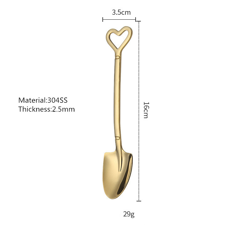 Shovel Spoon Stainless Steel Scoop - Heart Coffee Spoon