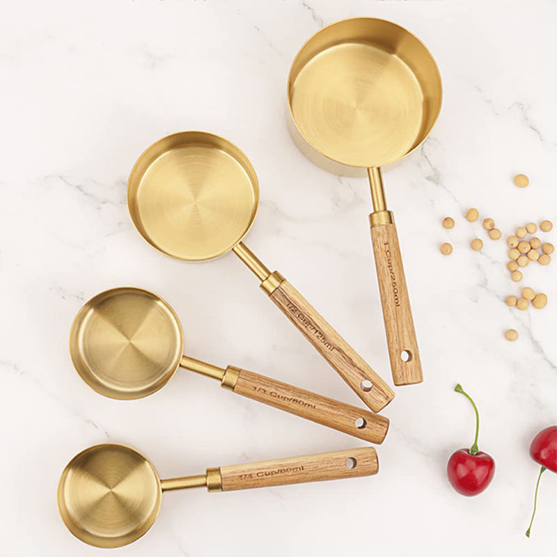 8 Piece Gold Measuring Cups and Spoons Set