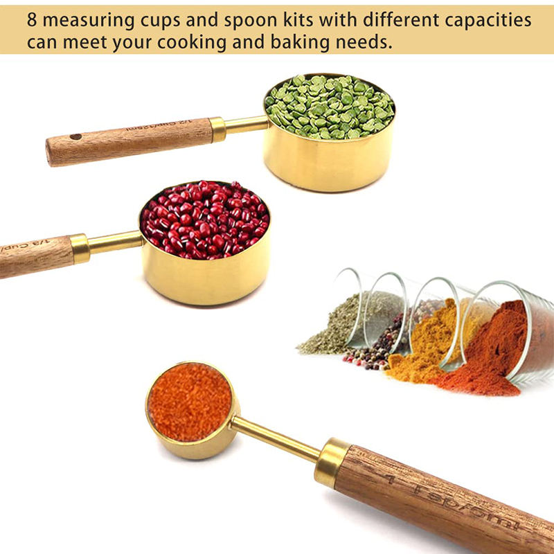 8 Piece Gold Measuring Cups and Spoons Set