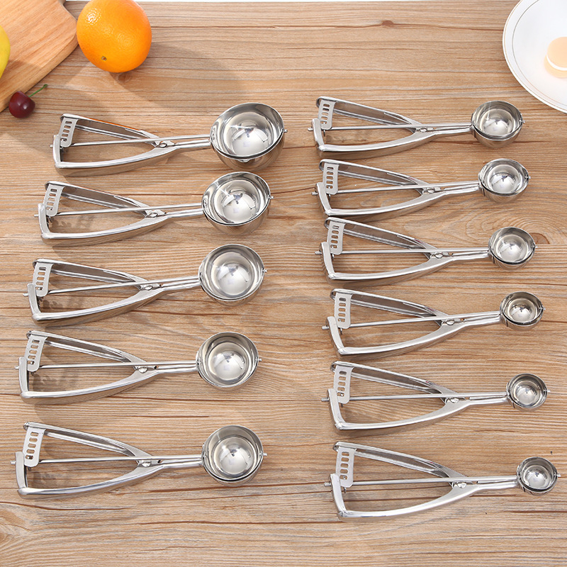 Squeeze Handle Disher For Soft Food Thickned Stainless Steel 12 Sizes