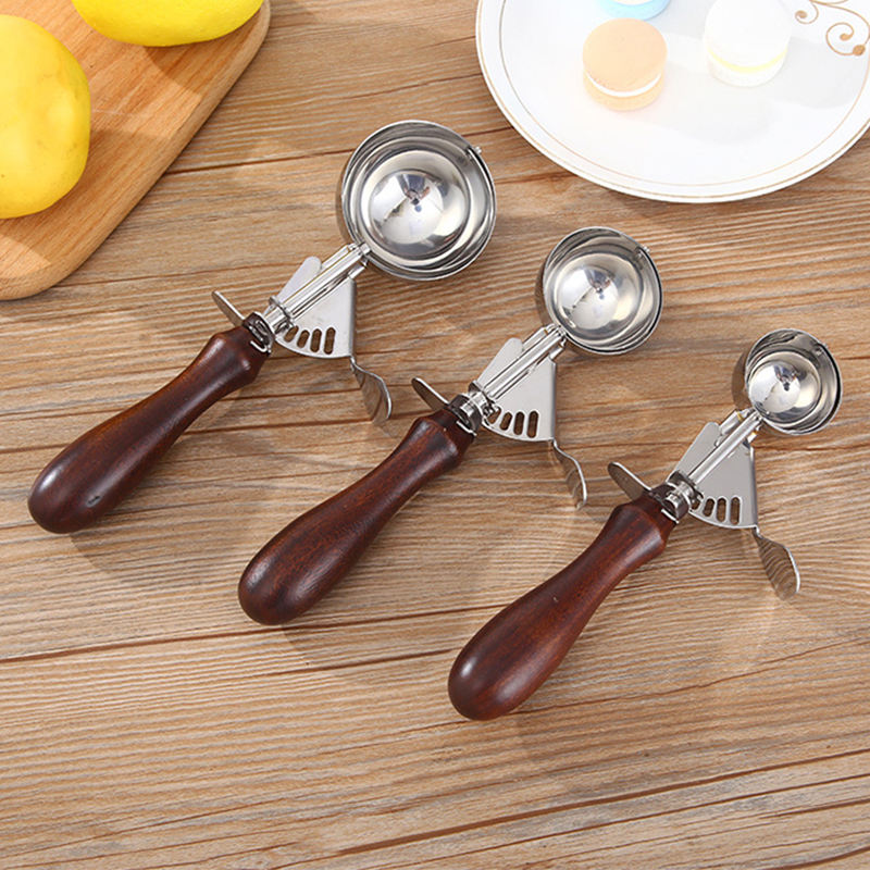 Rosewood Handle Custom Ice Cream Scooper With Trigger Lever 