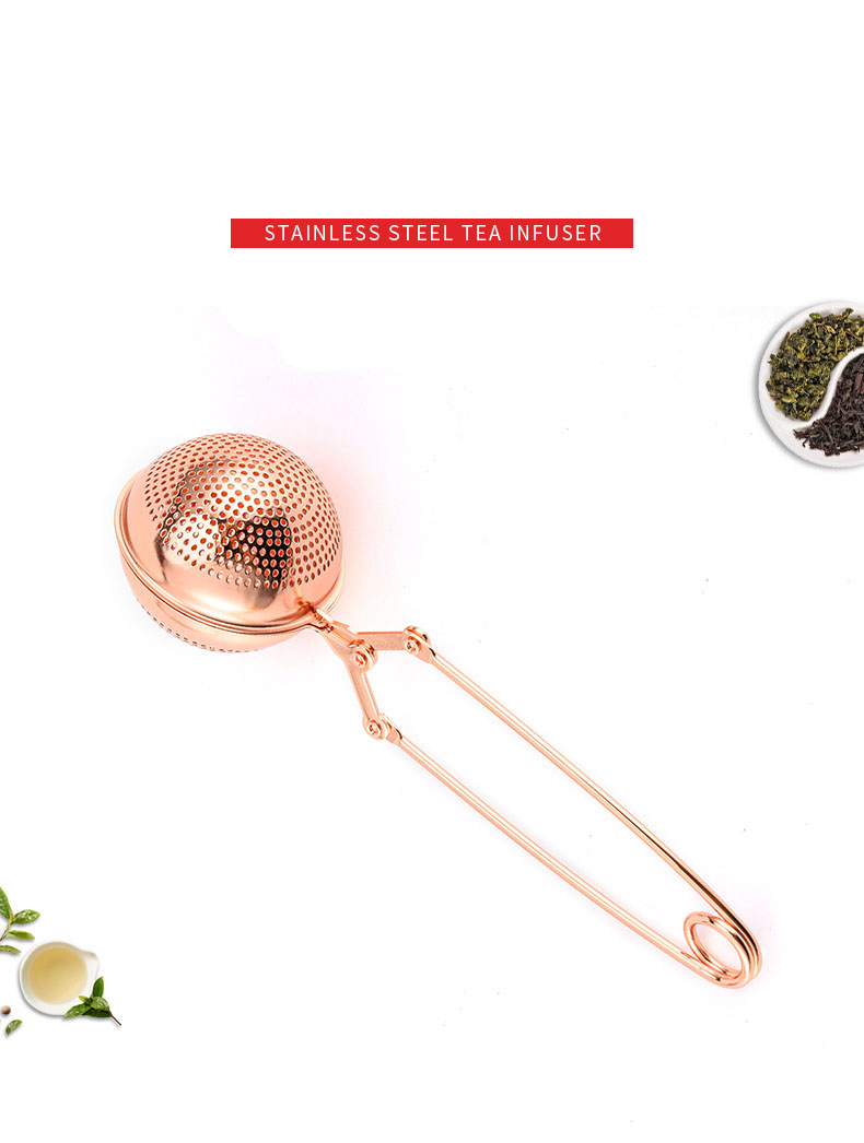 Rose Gold Tea Infuser with Snap Handle for Loose Leaf Tea