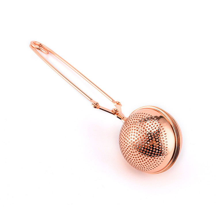 Rose Gold Tea Infuser with Snap Handle for Loose Leaf Tea