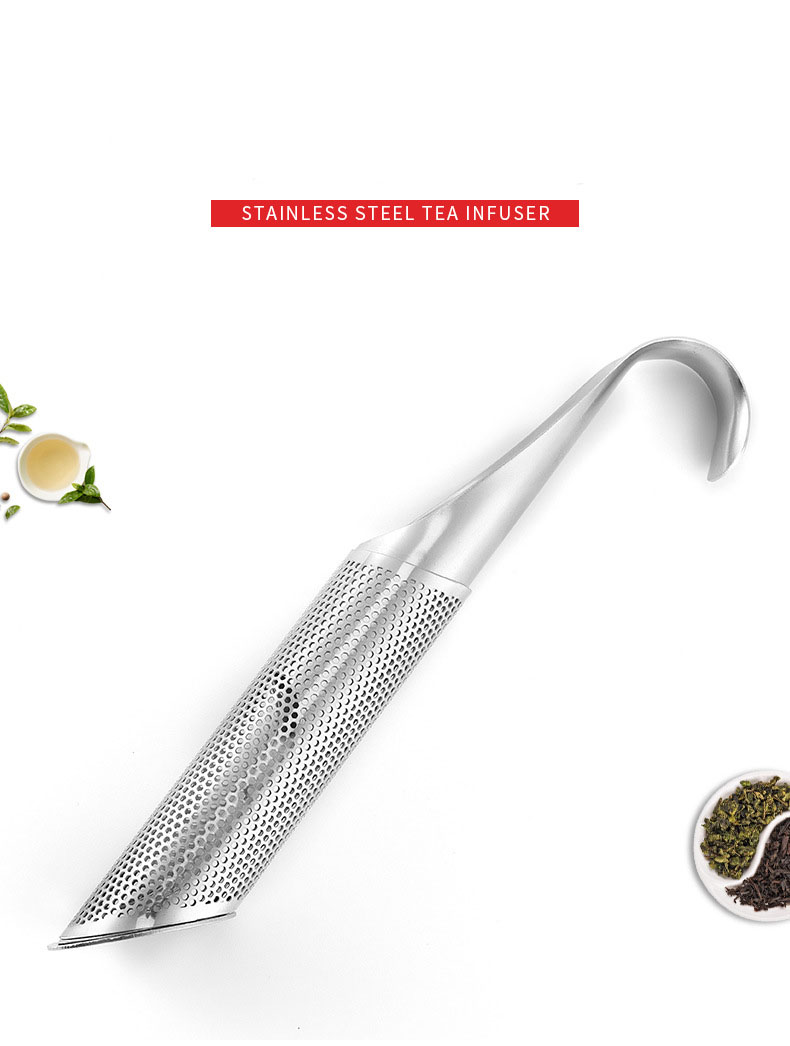Hangable Pipe-Style Tea Leaf Infuser Fine Holes in Silver