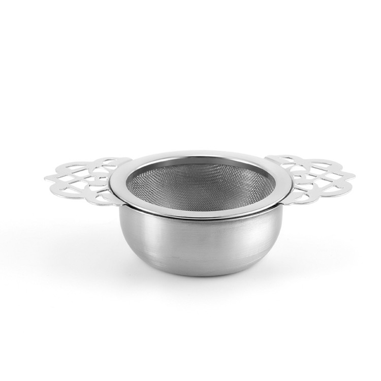 Double Winged Handles Mesh Tea Strainer with Drip Bowls