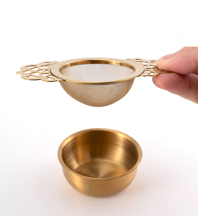 Double Winged Handles Mesh Tea Strainer with Drip Bowls