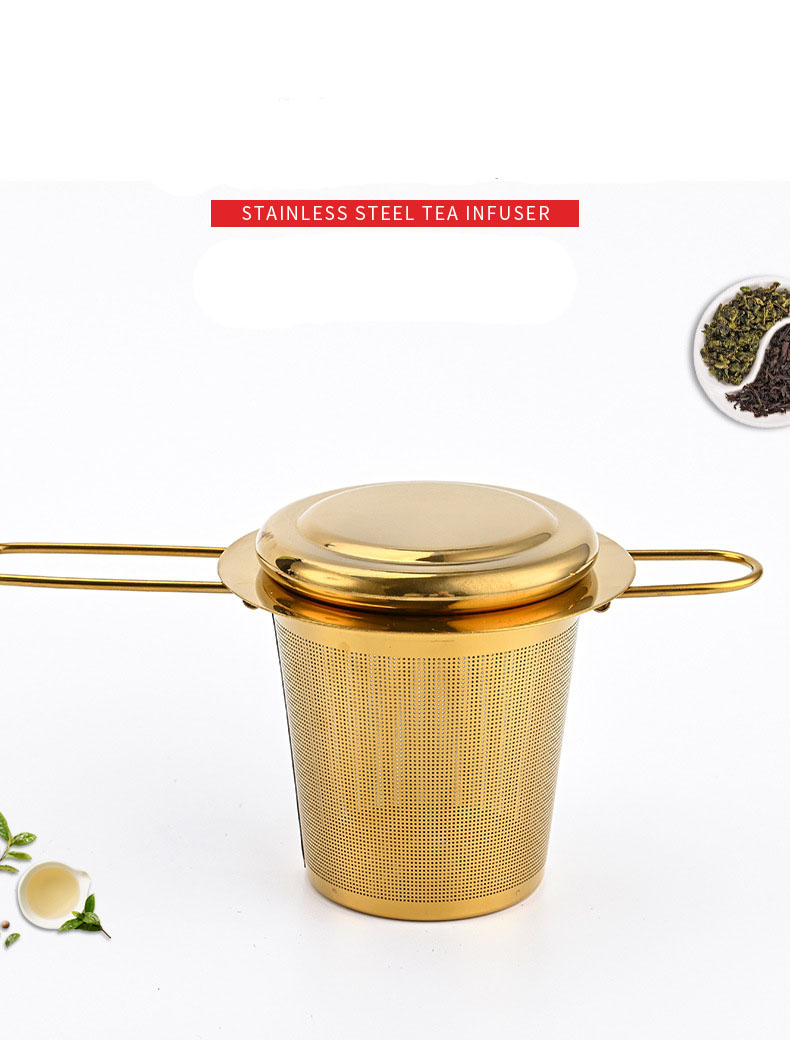 Tea Strainer Mesh with Lid Long Handles for Loose Tea
