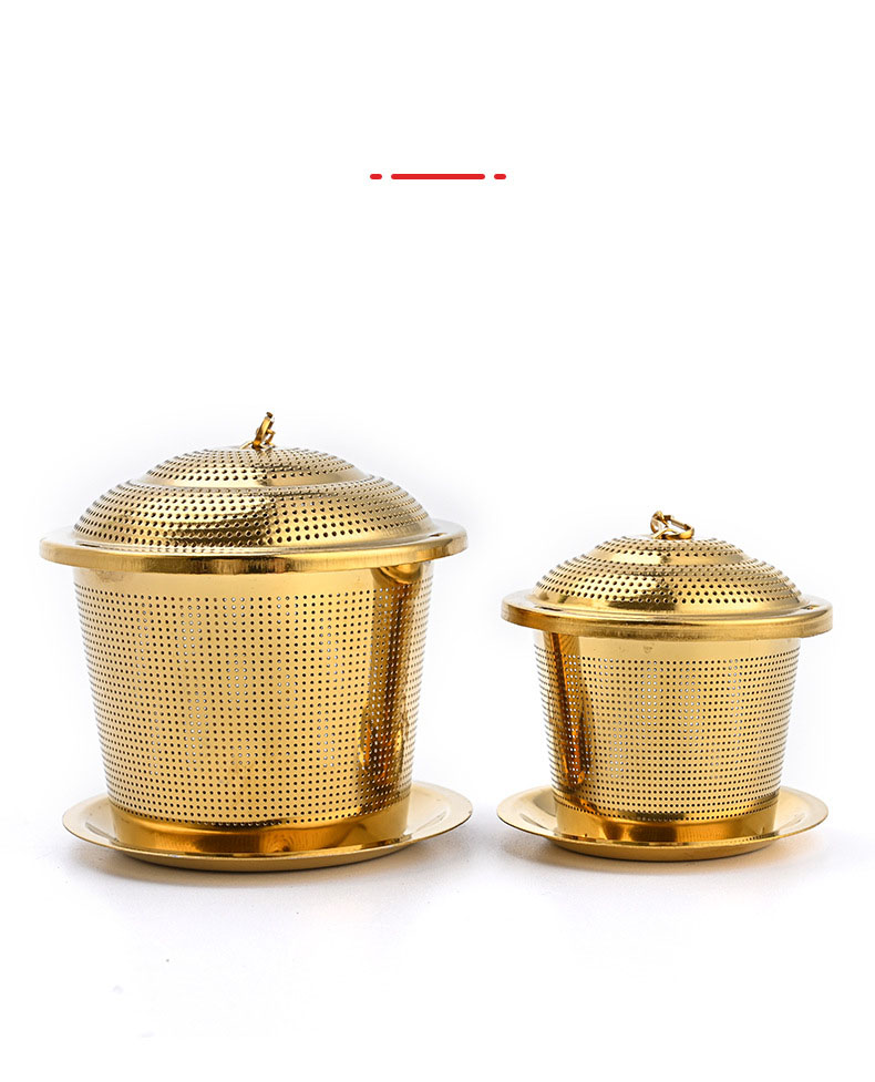 Custom Logo Gold-Cup-Tea-Infuser with Chain