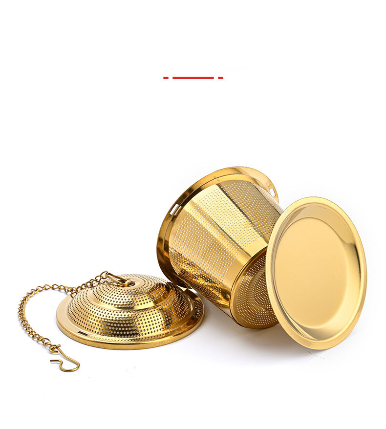 Custom Logo Gold-Cup-Tea-Infuser with Chain