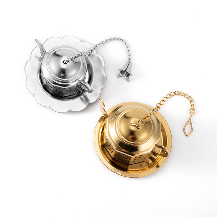 Stainless Steel Reusable Cute Tea Infusers In Gold