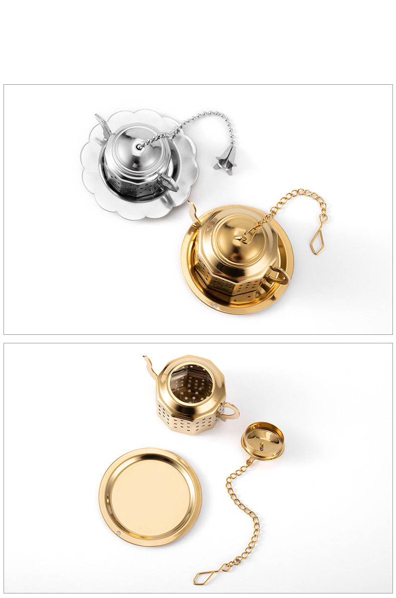 Stainless Steel Reusable Cute Tea Infusers In Gold