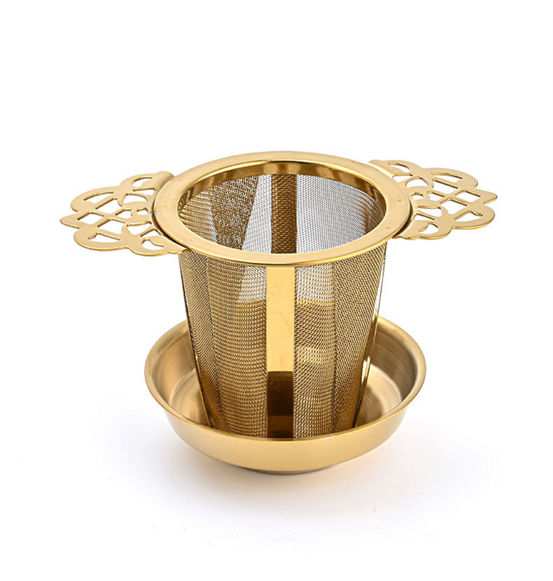 Elegant Double Winged Handles Loose Tea Strainer for Hanging on Teapots